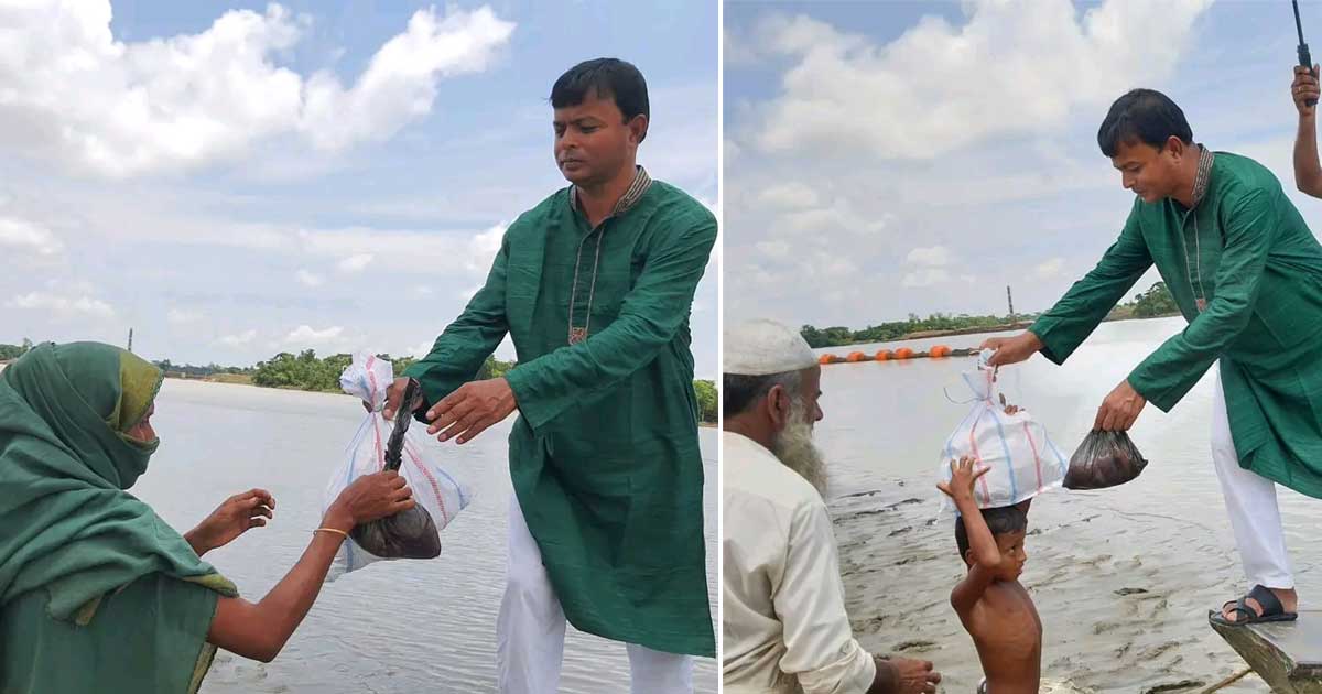 ঈদে বানভাসি মানুষের মাঝে উপহার বিতরণ